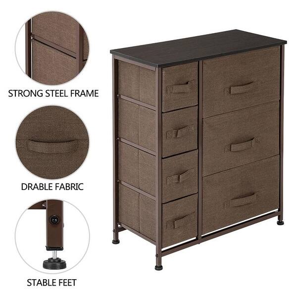 Entryway-6Drawers Wooden Tabletop KINWELL Extra Wide Fabric Clothing Storage Drawers Dresser Organizer Unit with Sturdy Steel Frame Bedroom Hallway Easy Pull Fabric Bins for Living Room