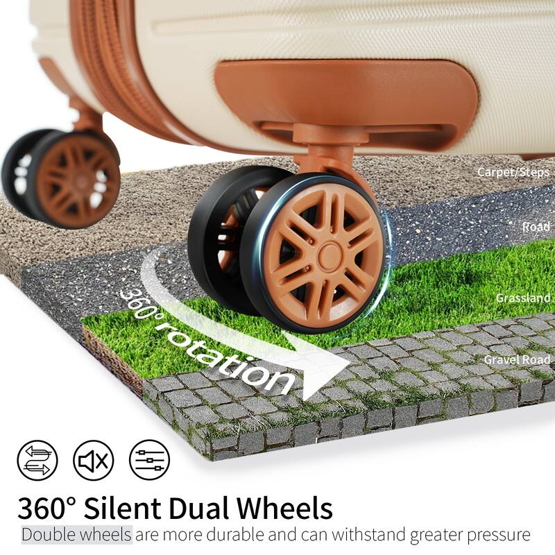 16/20/24/28 4-Piece Modern Expandable Luggage Sets with 4 Storage Bags, Swivel Wheels and TSA Lock for Boarding Travel, Cream