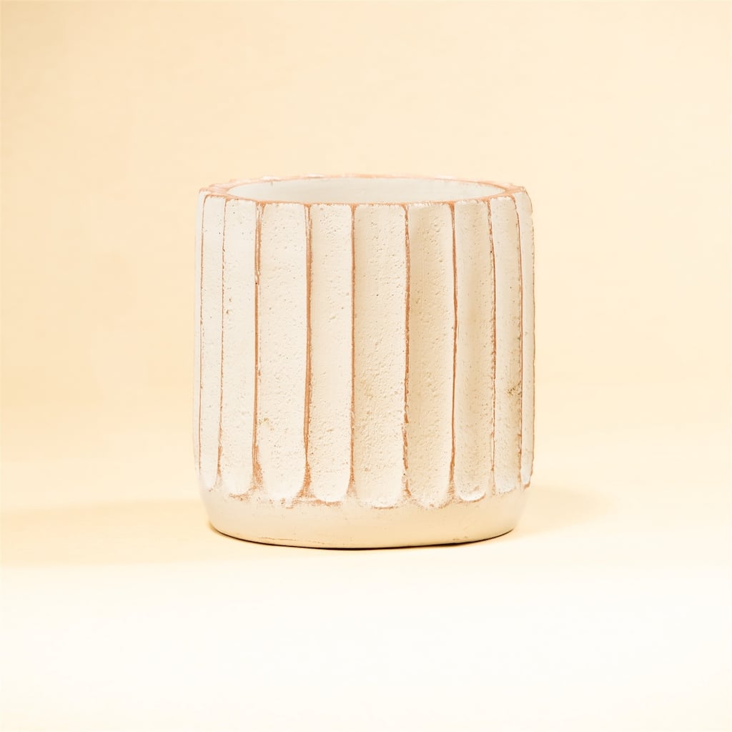 Rustic Fluted Pot White Dia 12"- ST - White - White