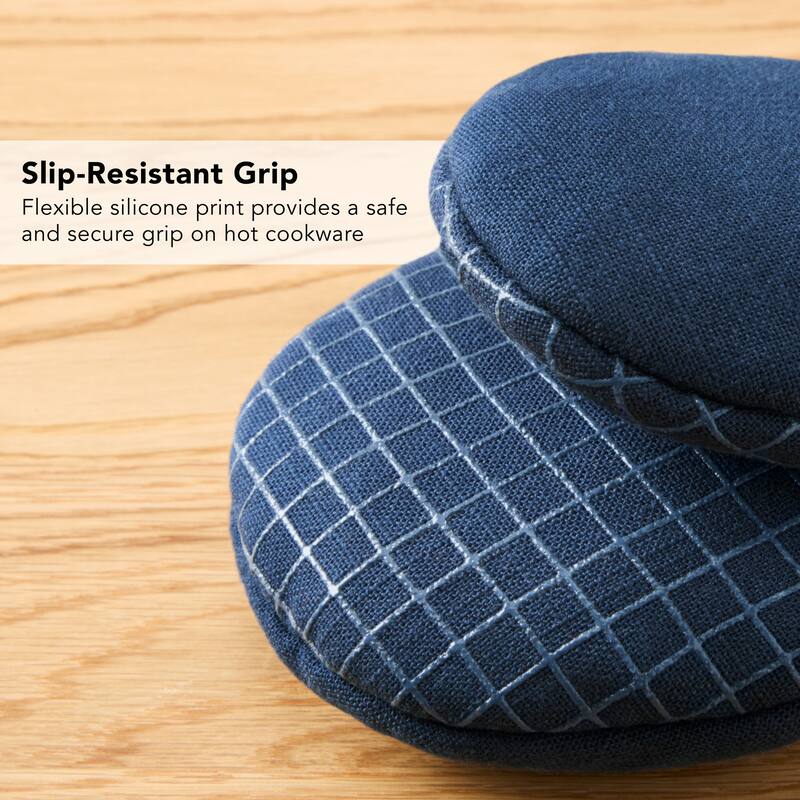 KITCHENAID Gourmet Series Gridlines Mini Oven Mitts 2-Pack Set, Heat Resistant up to 600°F, Soft Silicone Grip, Magnetic Cuff