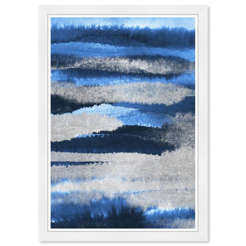 Wynwood Studio Prints Abstract Blue Summer Blue and Silver Modern & Contemporary Wall Art Canvas Print