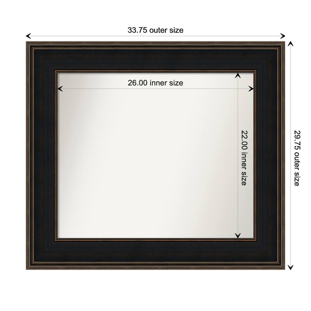 Mezzanine Espresso Framed Non-Beveled Custom Wall Mirror, Bathroom Vanity Mirror