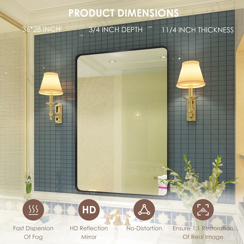 QuivaraView Rectangular Aluminum Framed Bathroom Vanity Mirror