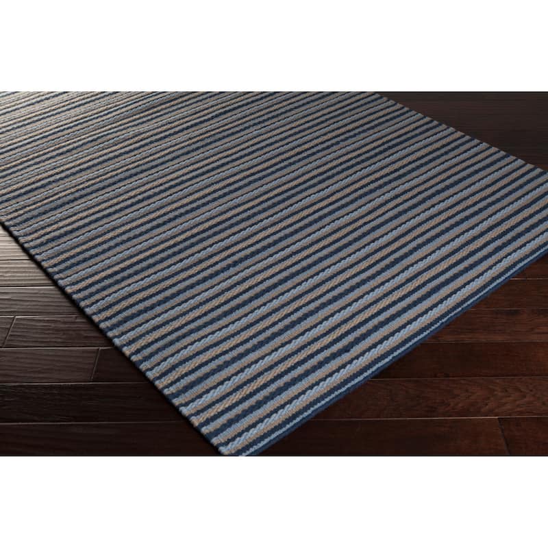 Hand-Woven Lothian Stripe Reversible Wool Area Rug