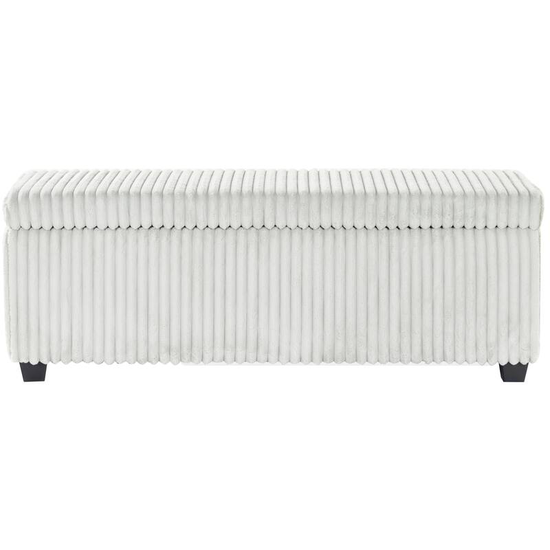 SAFAVIEH Couture Lynzie Plush Corduroy Storage Bench - 55"W x 21"D x 19"H