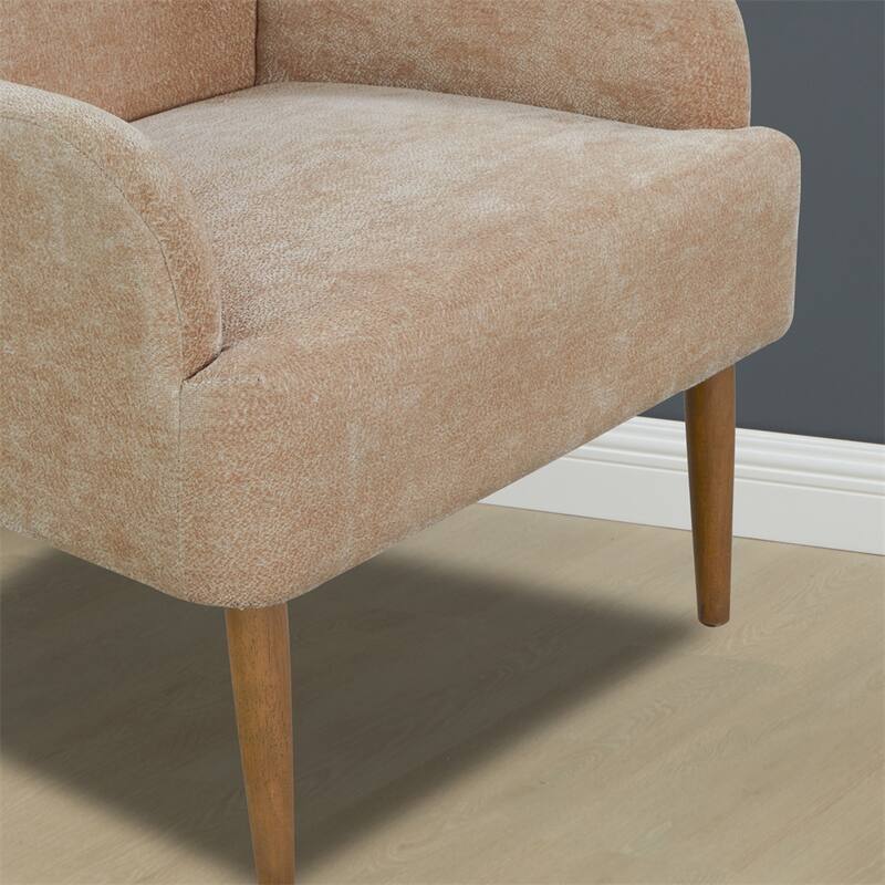 Chenille Armchair,Modern Style Accent Chair w/Wood Legs,Comfy Design