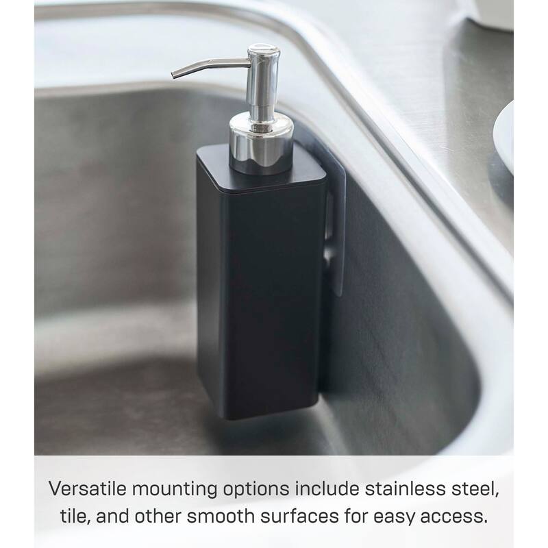 Yamazaki Home Traceless Adhesive Soap Dispenser, ABS Plastic, Holds 1.1 lbs - L 2.95 x W 2.17 x H 7.68 inches
