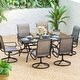 preview thumbnail 1 of 9, Outdoor Dining Set, 6 Patio Swivel Chairs Padded Sling Fabric and 60"x 38" Rectangule Dining Table with Umbrella Hole