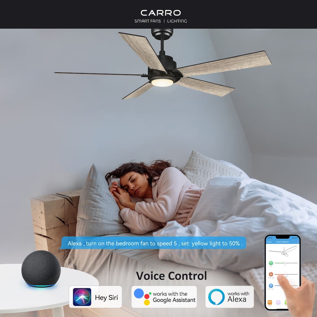 CARRO Joule 56-inch Smart Ceiling Fan with Light and Remote Control-Downrod