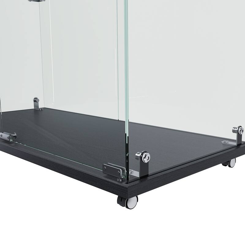 Roomfitters Glass Display Cabinet with Lighting, 4 Tier Curio Case for Collectibles, Floor Standing Showcase, Black