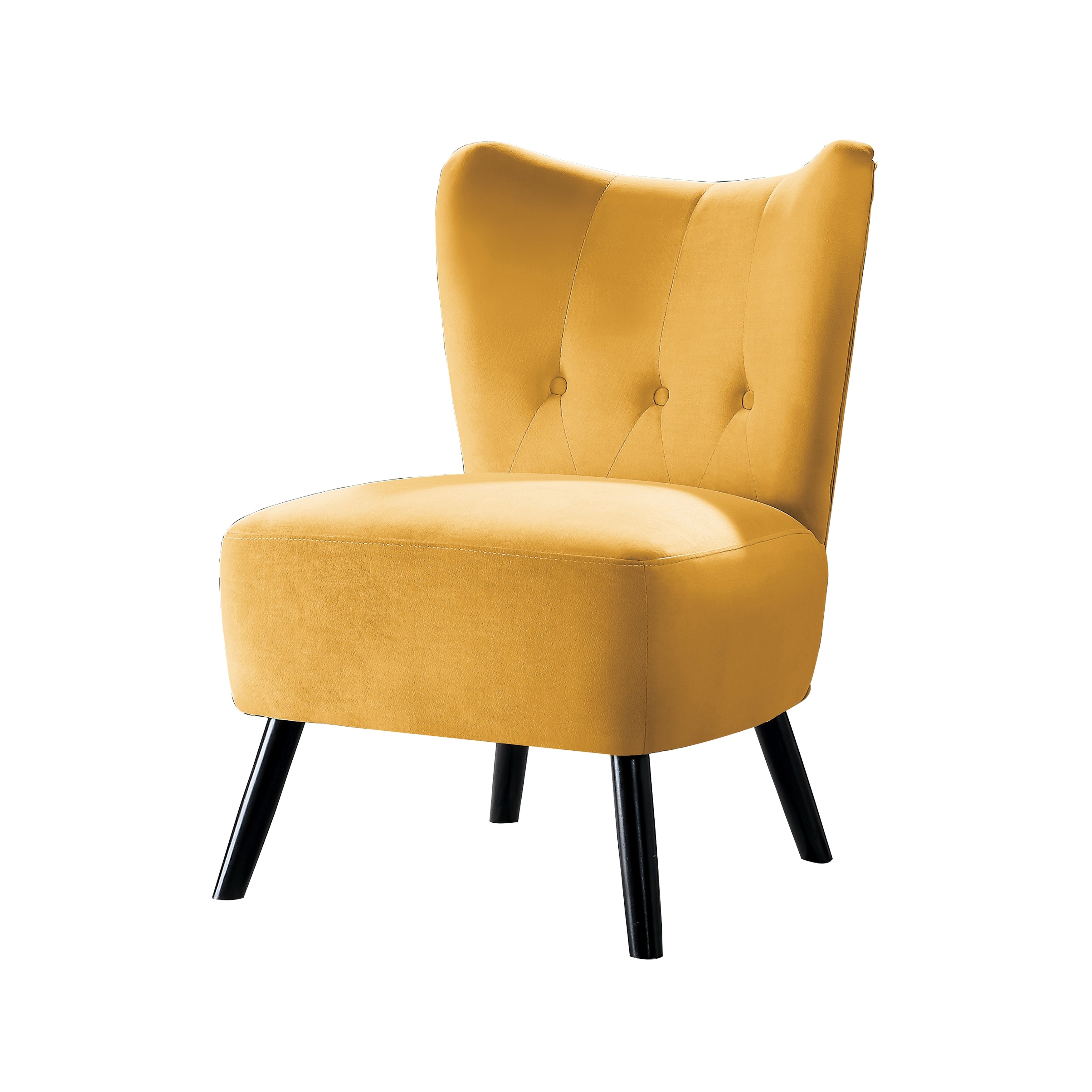 Upholstered Armless Accent Chair With Flared Back And Button Tufting