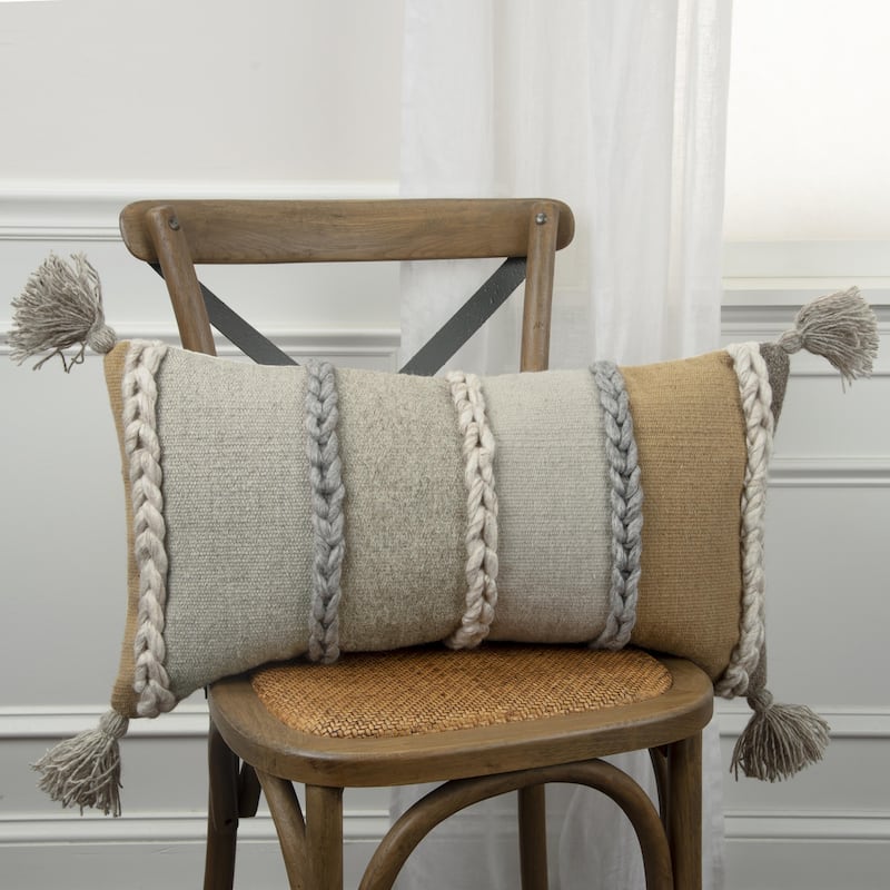 Grey Heathered Color Stripe Pillow Cover