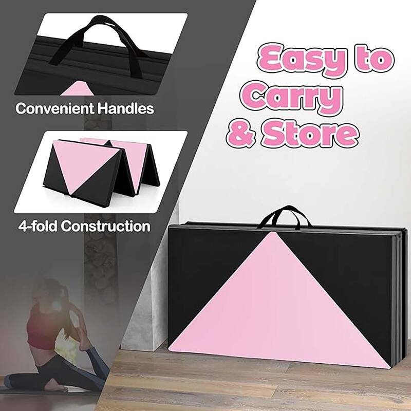 Folding Gymnastics Mat Tumbling Mat w/ Hook & Loop Fasteners