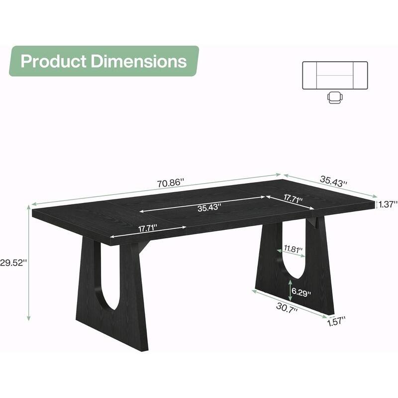 70.9" Rustic Executive Desk with Spacious Wood Desktop for Home Office and Study