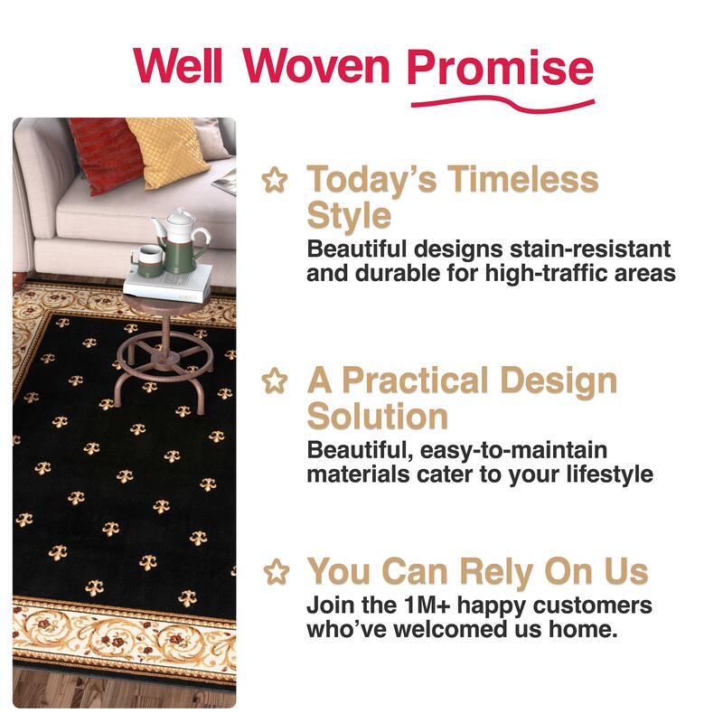 Well Woven Barclay Fleur De Lis Traditional Oriental Living Room Rug