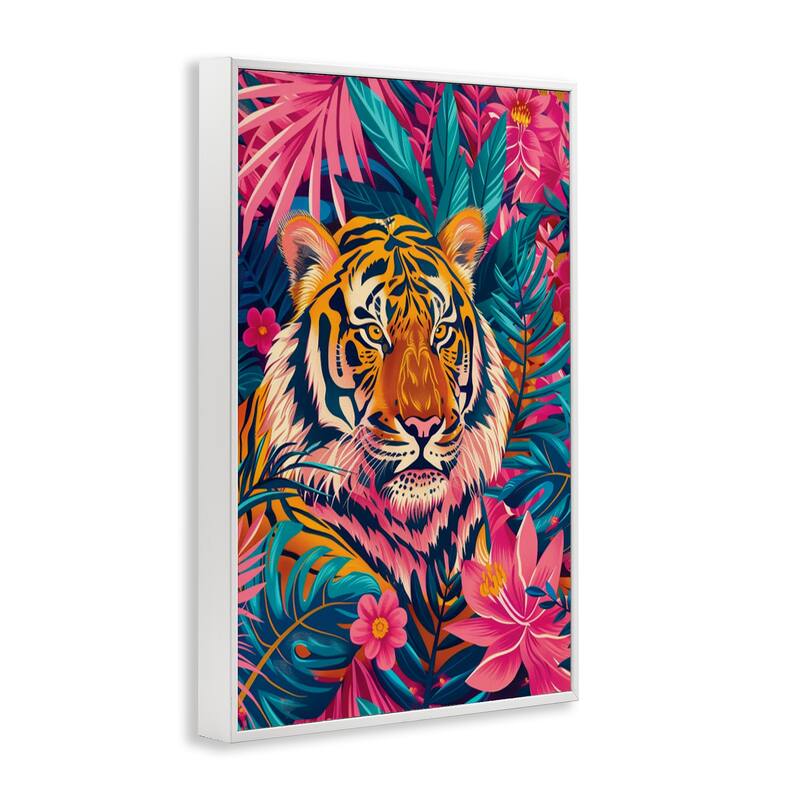 Stupell Tropical Tiger Among Leaves Framed Giclee Art Design By LSR Design Studio