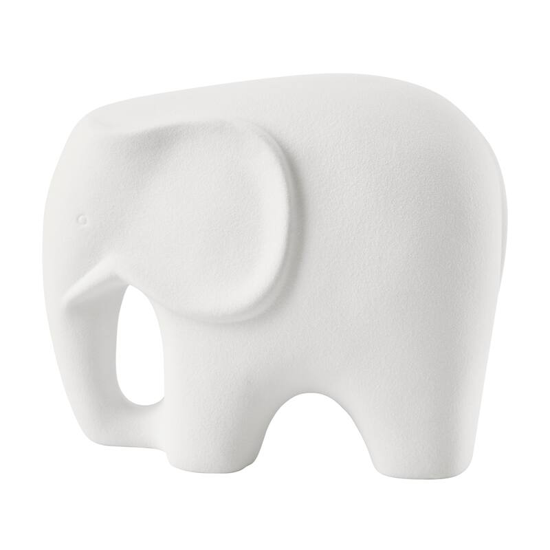 Hans White Abstract Elephant Matte Ceramic Sculpture