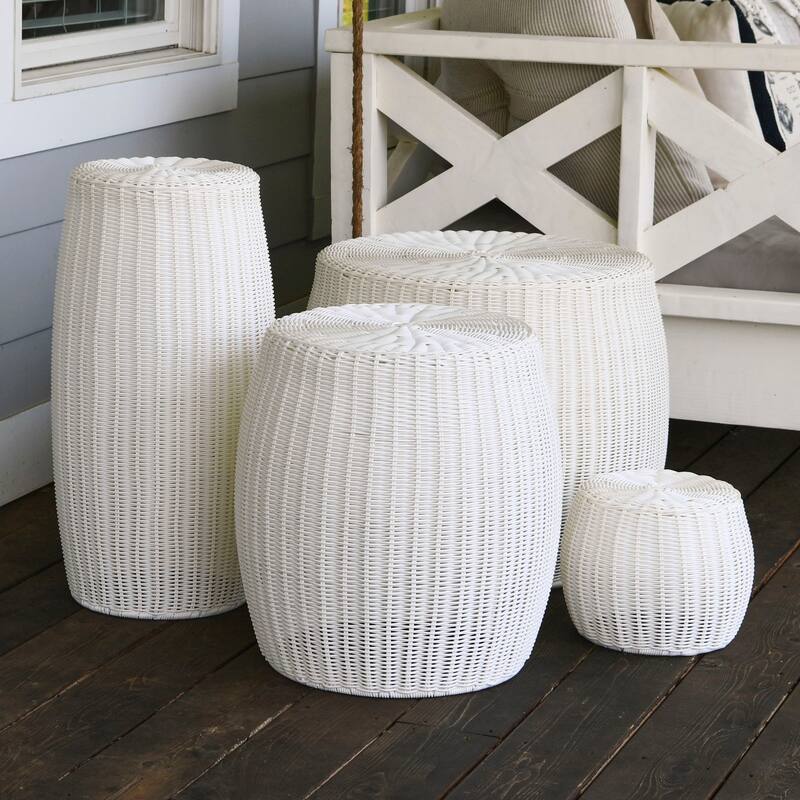 Household Essentials Handwoven Resin Barrel Side Table Storage Container