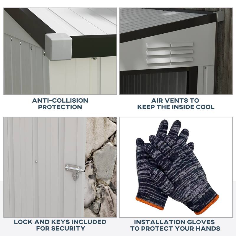 Outsunny 4' x 6' Metal Outdoor Storage Shed, Lean to Storage Shed, Garden Tool Storage House with Lockable Door