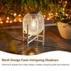 preview thumbnail 10 of 16, Glitzhome White Metal Outdoor Solar Lantern with Stand (Set of 2)