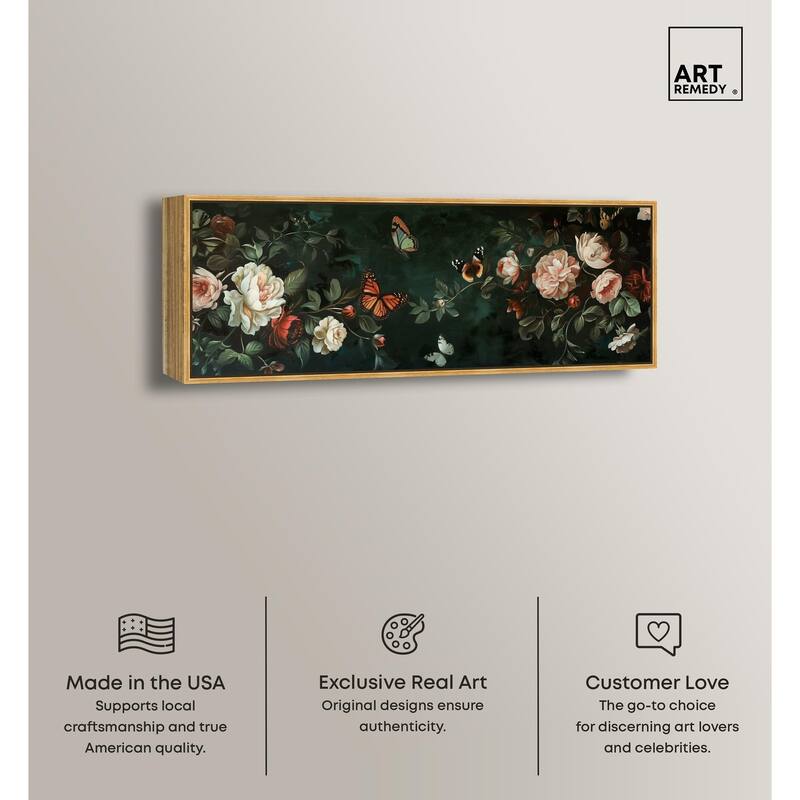 Emerald Floral Panoramic Canvas by Art Remedy