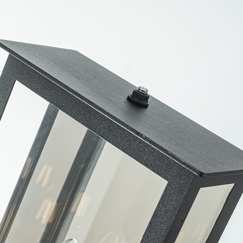 Modern Matte Black Outdoor Wall Light with Dusk-to-Dawn Sensor Simplicity Exterior Wall Sconce with Glass Shade for Porch Garden