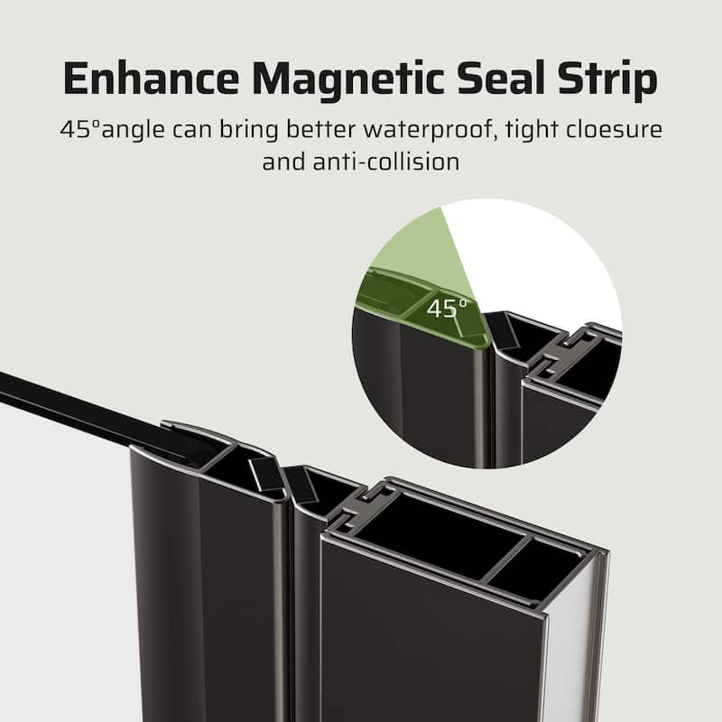 30"/32"/34" W x 72" H Frameless Folding Pivot Shower Door, 6mm Tempered Glass, Matte Black Bifold Bathroom Door