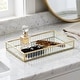 preview thumbnail 10 of 15, Veldra Gold Rectangular Fluted Glass Tray Small