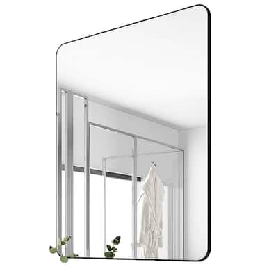 32 in. W x 24 in. H Rectangular Framed Wall Bathroom Vanity Mirror in Black