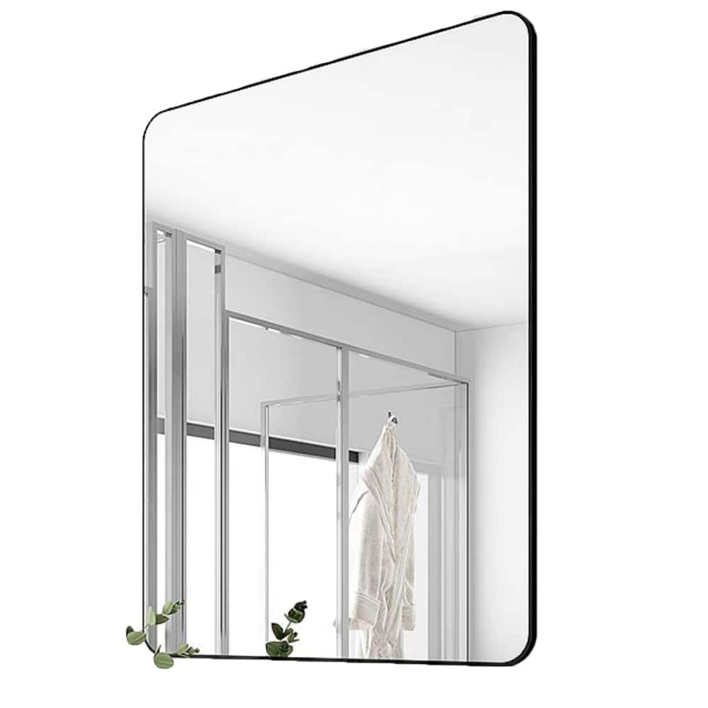 32 in. W x 24 in. H Rectangular Framed Wall Bathroom Vanity Mirror in Black