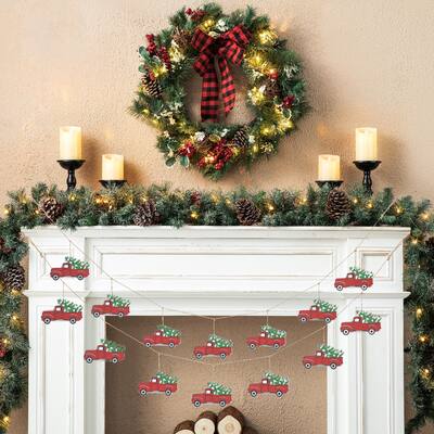 Glitzhome Set of 2 6'L Metal Christmas Tree in Truck Garlands