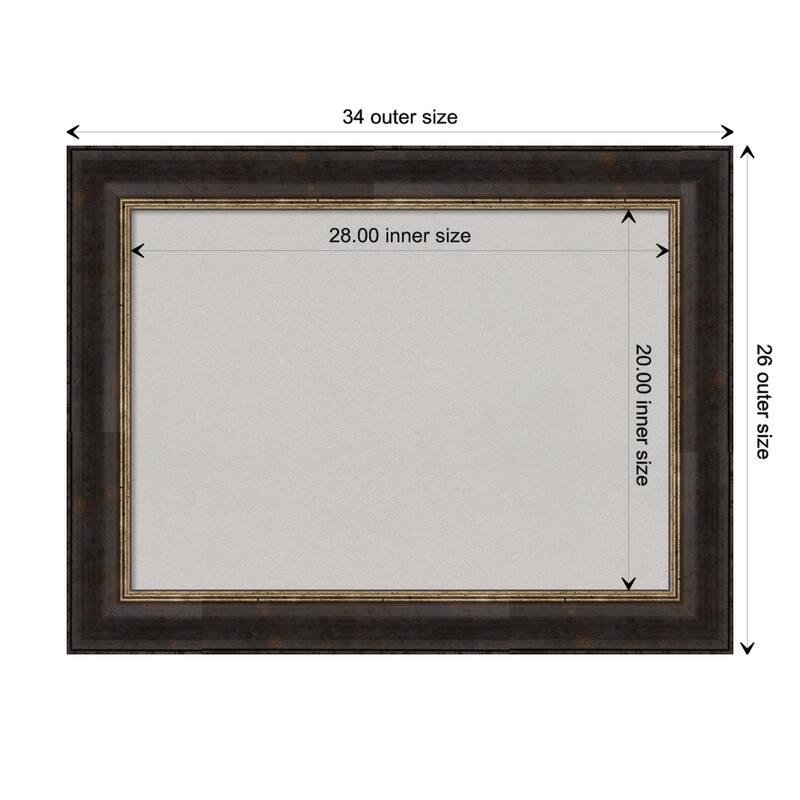 Varied Black Framed Grey Corkboard Bulletin Board - Board Size 28x20