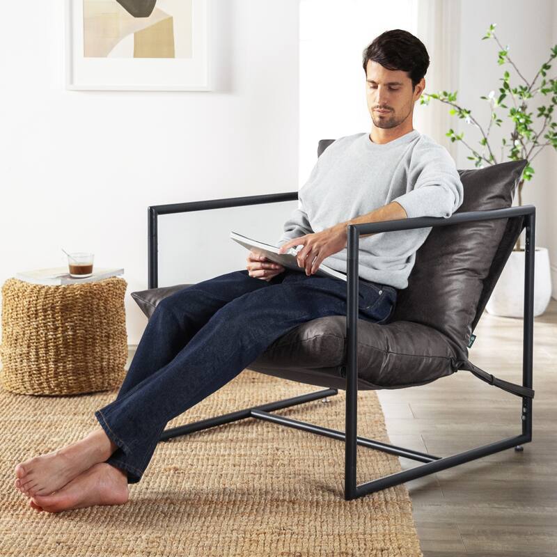 Priage by ZINUS Faux Leather Sling Accent Chair