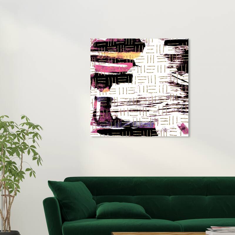 Wynwood Studio Canvas Abstract Cranberry Textile Repetition White and Modern & Contemporary Wall Art Canvas Print - 30 x 30