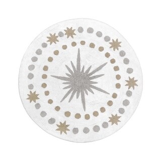Sweet Jojo Designs Blush Pink, Gold, Grey and White Star and Moon Celestial Collection Accent Floor Rug (30" Round)