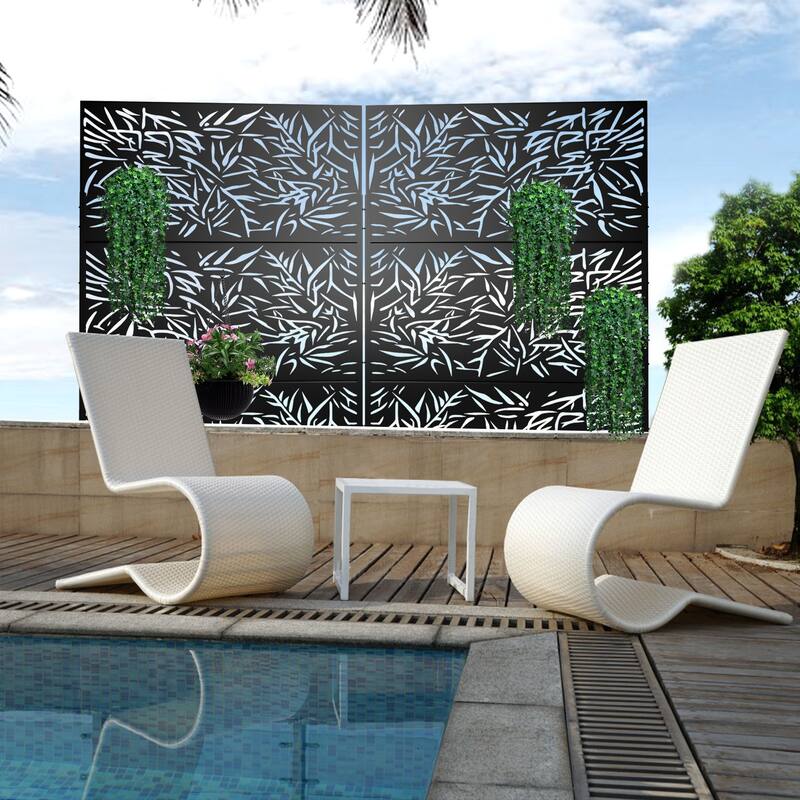 Privacy Screen Free Standing Bamboo Leaves
