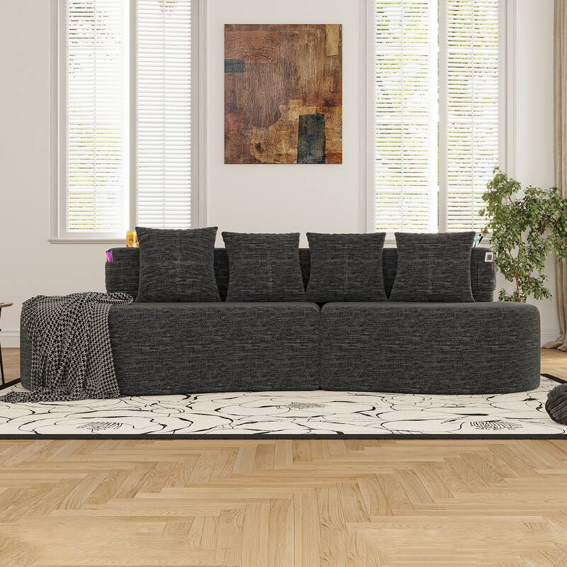 Modern Curved Sectional 3 Seat Minimalist Elegant Half Moon Sofa Compressed Modular Sectional Sofa for Living Room, Office