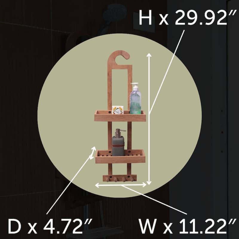 Nordic Style Teak Natural Shower Caddy - Beige - N/A