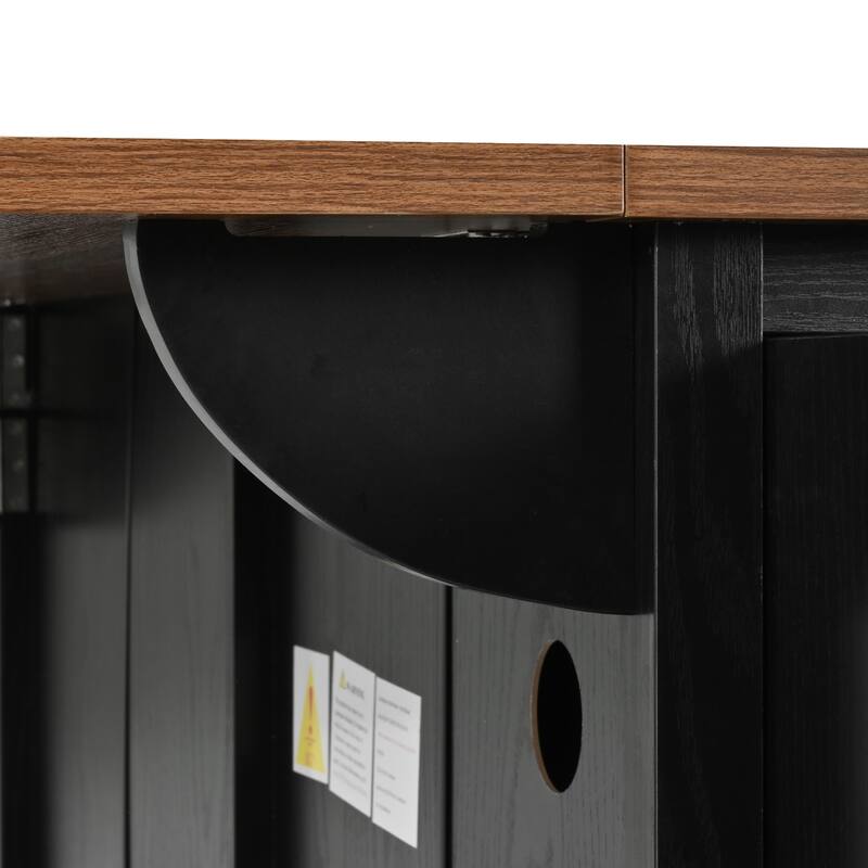 Farmhouse Kitchen Island with Drop Leaf Power Outlet and Rolling Wheels