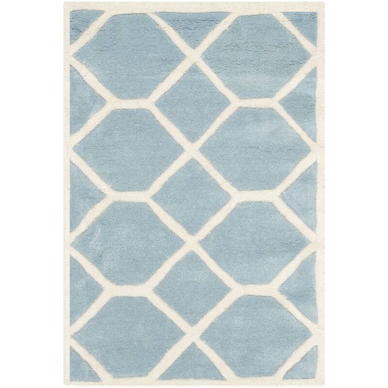 SAFAVIEH Handmade Chatham Urtza Modern Wool Rug - 2' x 3' - Blue/Ivory