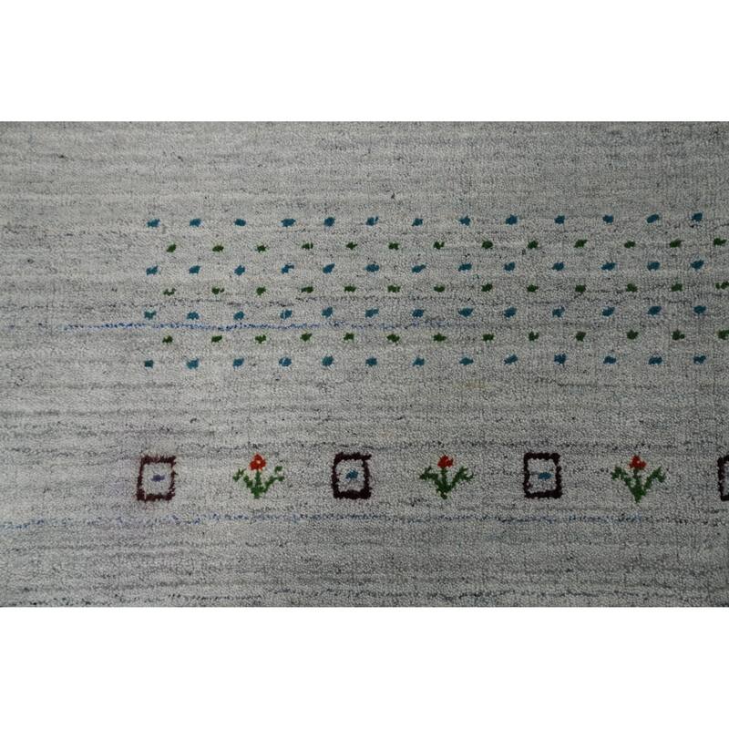 Hand Knotted Oriental 100% Wool Carpet Tribal Animal Pictorial Greys & Charcoal Gabbeh Area Rug - 9' 9'' X 8' 3''