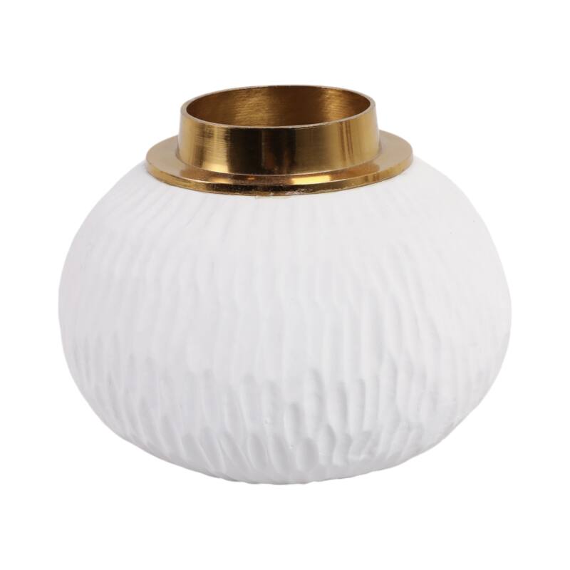 Pottery Metal Vase Earthenware Handcrafted Tapered Textured Surface - 8" x 8" x 6"