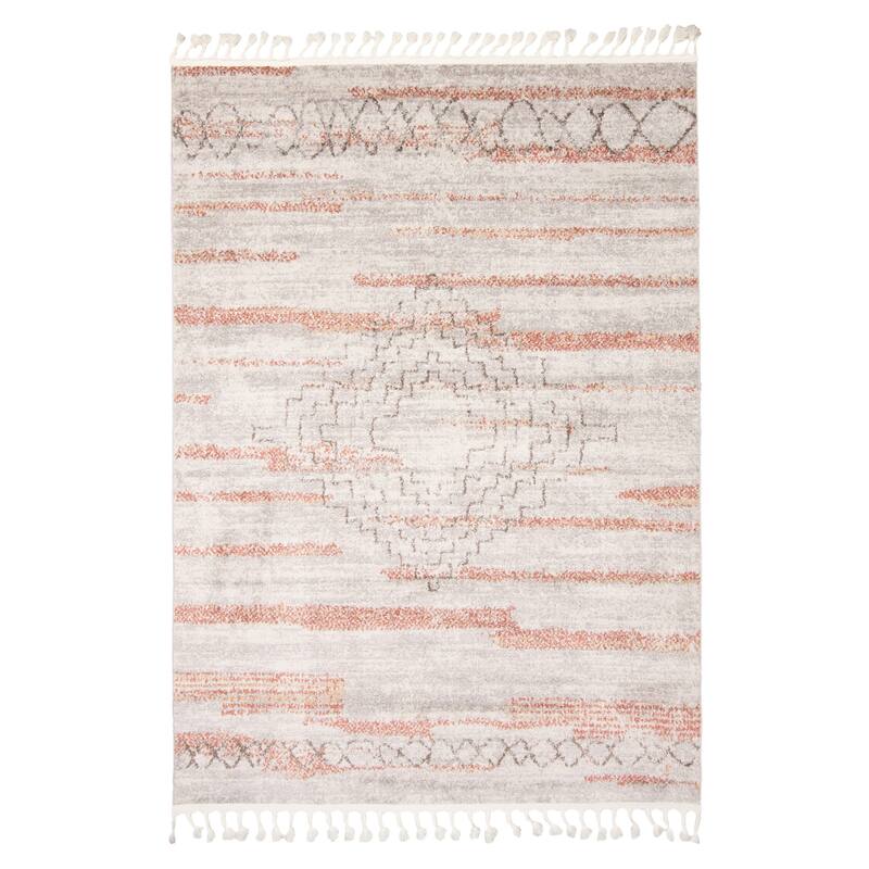 ECARPETGALLERY Kybella Aztec Bohemian & Eclectic Rug - Ivory/Copper - 7' 10" x 10' 5" - Runner/Rectangle