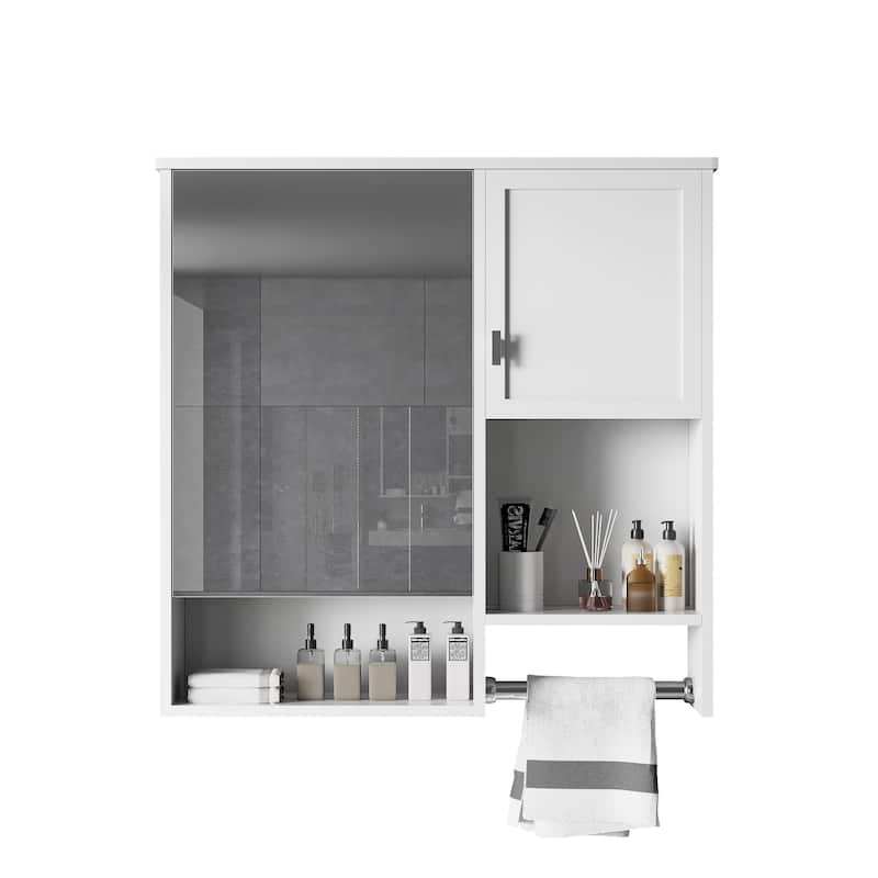 Roomfitters 29"x28" Wall Mounted Medicine Cabinet, Bathroom Mirror Cabinet with Towel Bar, Over Toilet Storage Unit