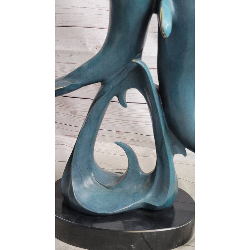 Hot Cast Bronze Leaping Imitative Dolphins Marine Life Sculpture Statue Decor Original Art