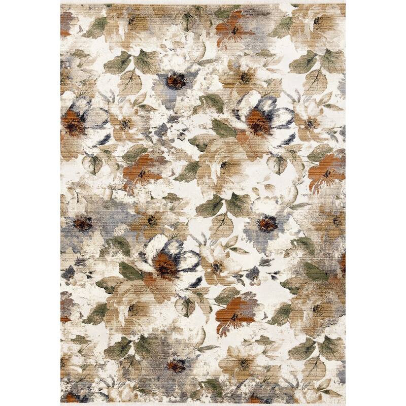 HomeRoots Floral Modern Rectangle Area Rug - 5' X 8'