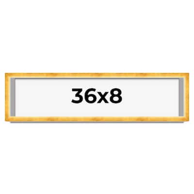 36x8 Shadow Box Frame Gold | 1.625 Inches Deep Real Wood Traditional