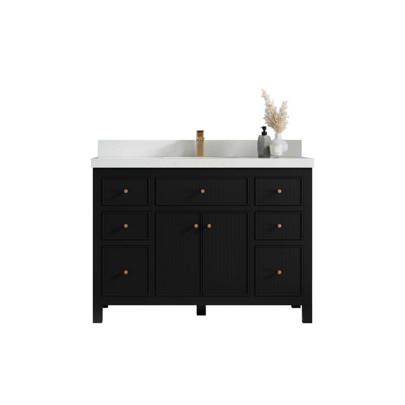 Willow Collections 48 in W x 22 in D Sonoma Free Standing Reeded Single Sink Bathroom Vanity with Countertop
