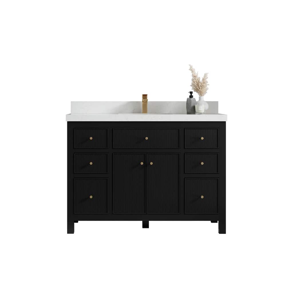 Willow Collections 48 in W x 22 in D Sonoma Free Standing Reeded Single Sink Bathroom Vanity with Countertop