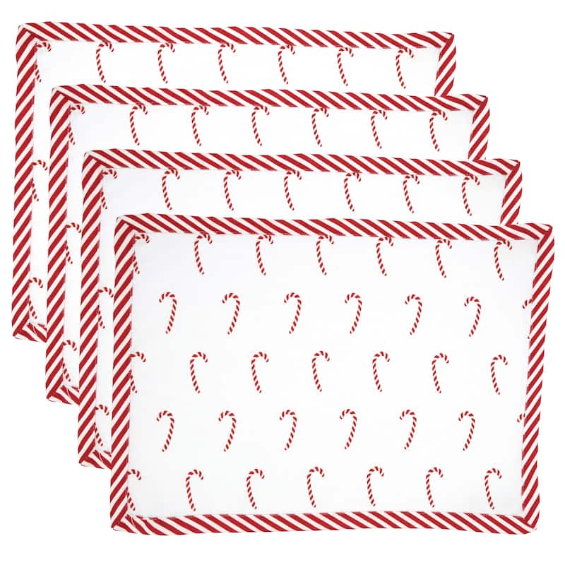 Table Mats With Candy Cane Design (Set of 4)